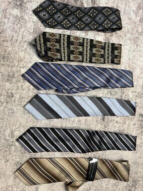 Protocol Necktie Lot of 6 Mens Silk Ties Striped Geometric Multicolor One Size